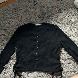 Long sleeve crop top all black size 14/16